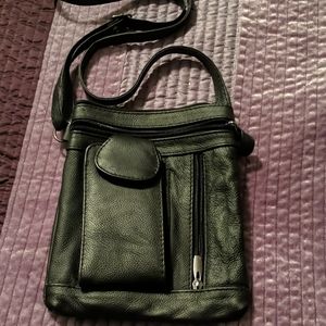 Black leather crossbody bag